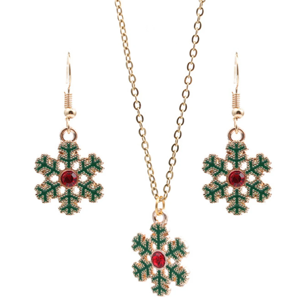 1Set Christmas Snowflake Jewelry Set Exquisite Costume Accessories for Christmas Family Gathering Snowflake Pendant Earrings