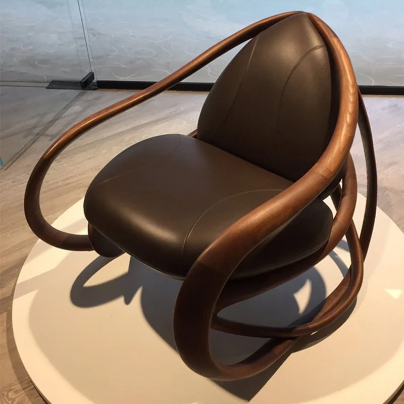 

Swing chair Moving walnut rocking chair Italian designer solid wood single sofa recliner