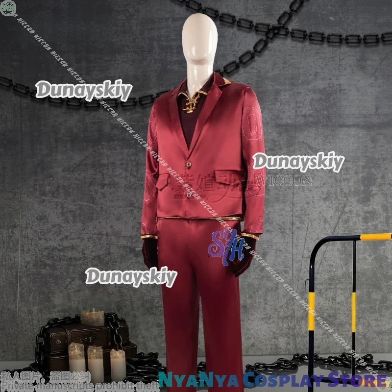 ชุดคอสเพลย์ตัวละครเล่ยเหิงจากอนิเมะเกม Limbus Company ชุดยูนิฟอร์มสุดหล่อ สีแดงเข้ม เสื้อคลุมยาว เสื้อกั๊ก ชุดสูท วิกผม สำหรับงานปาร์ตี้ฮาโลวีน