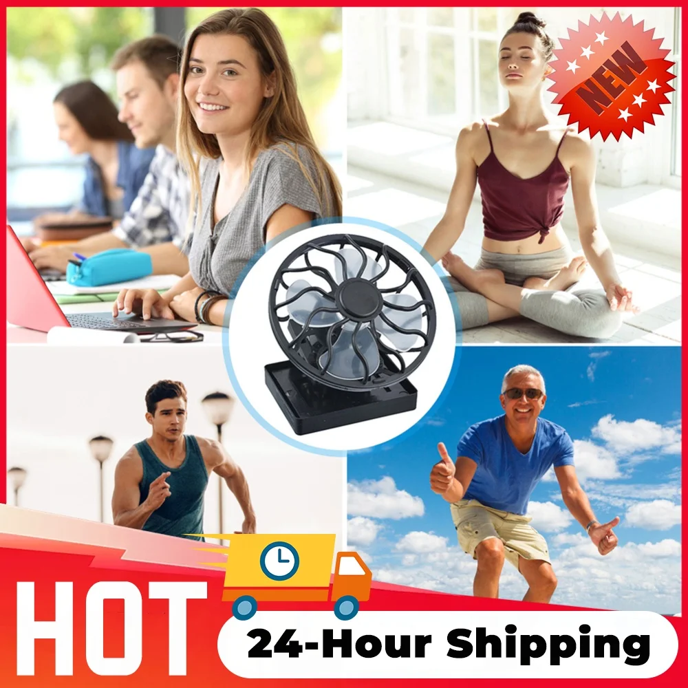 Cooling Camping Blower Solar Fan Round Bottom Solar Mini Fan Portable Clip Desktop Table Fan Traveling