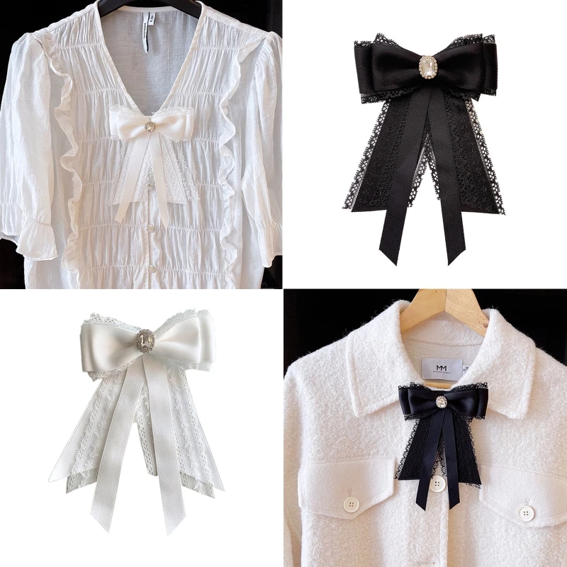 Blouse Collar Pin Jk Tie School Uniform Shirt Bow Tie Bows Tie Sweet Long Ribbon Bowtie Brooch Bow Tie 449B