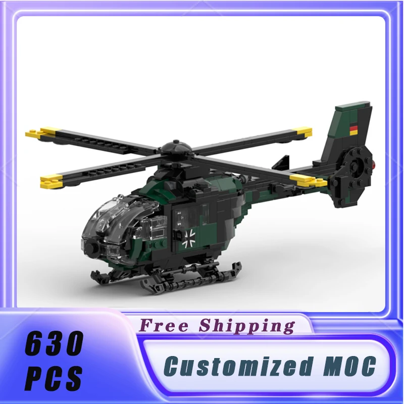 

Military MOC Building Blocks H135 Dual Engine Light Multipurpose Aircraft 1:35 Scale Brick DIY Assemble Model Children Toy