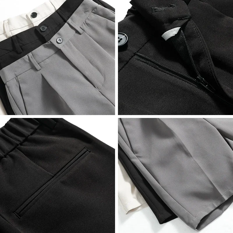 Short Men Straight Summer Chic Fashion Solid Popular Casual Loose Trend Male Korean Suit Short Knee Length Tousers Streetwear