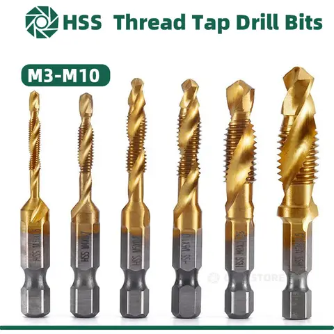 LiYu Shank Titanium Plated HSS Screw Thread Metric Tap Drill Bits Screw Machine Compound Tap M3 M4 M5 M6 M8 M10 Hand Tools