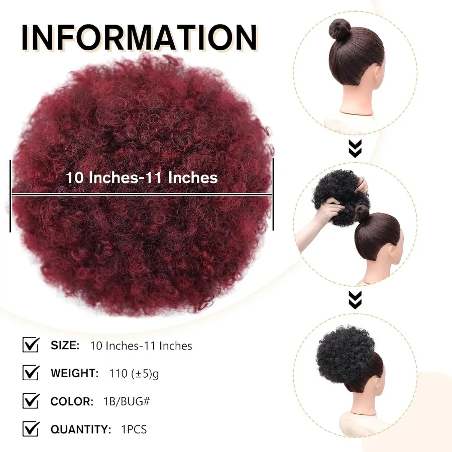 مشبك أفرو منتفخ على وصلة ذيل حصان صناعية للنساء ذوات البشرة السمراء، كعكة قصيرة غريبة للنساء والفتيات مثالية لكل منها