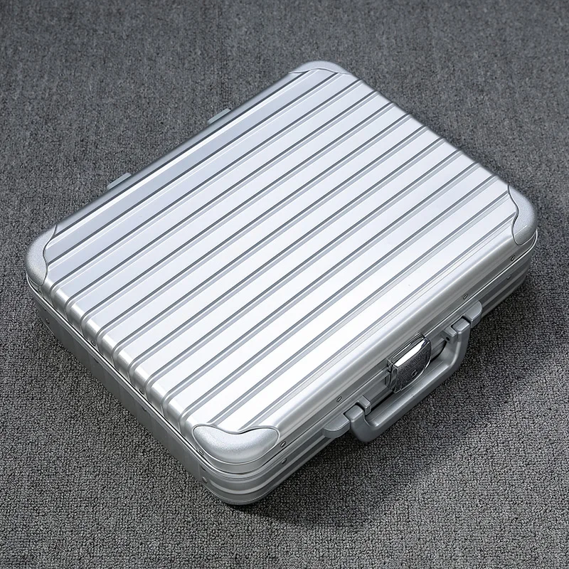 Suitcase All Aluminum Alloy Password Box All Metal Document Safe Toolbox Law Enforcement Case Briefcase Cash Box