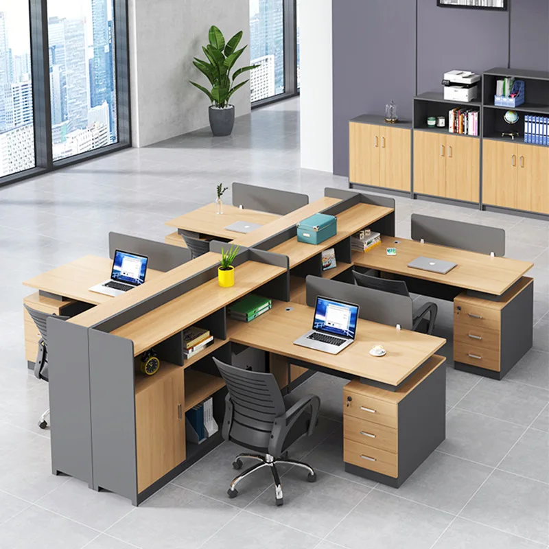 Desk 4-person staff table partition modern panel computer desk card space 2-person office desk and chair combination direct