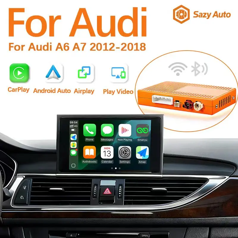SAZYAUTO واجهة CarPlay اللاسلكية لأودي A6 A7 S6 S7 MHI2 2016-2018 مع وصلة مرآة AirPlay وظيفة تشغيل السيارة أندرويد السيارات #1