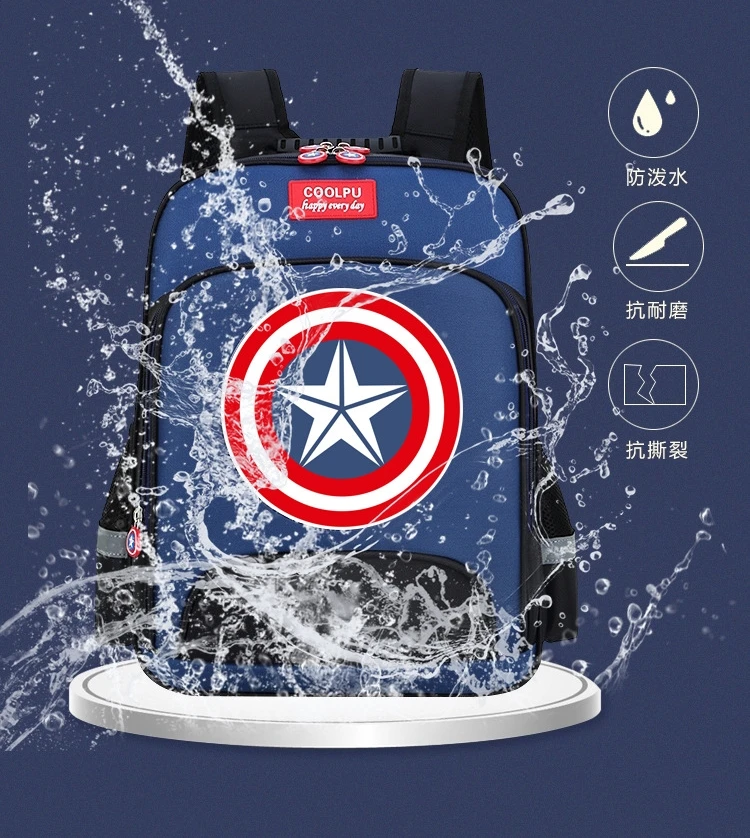 New Marvel Avengers Anime Figures Captain American Waterproof Nylon Backpack Double Shoulder Student Schoolbag Children Gifts