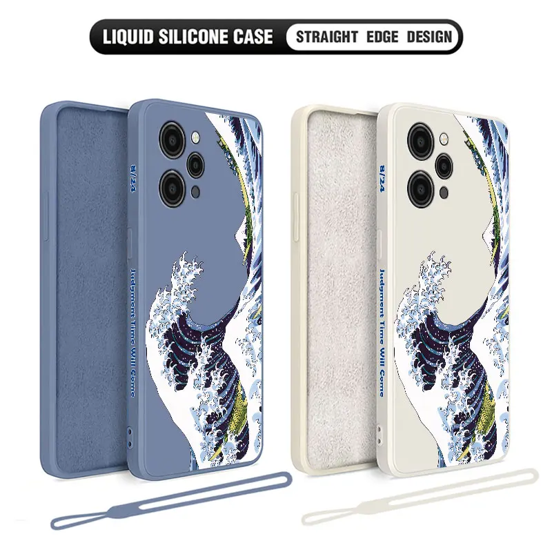 The Great Wall Off Kanagawa Phone Case For Xiaomi Redmi 12C 10 10C 10A 9 9T 9A K20 K30 K40 Pro Plus 4G 5G Liquid Silicone Cover