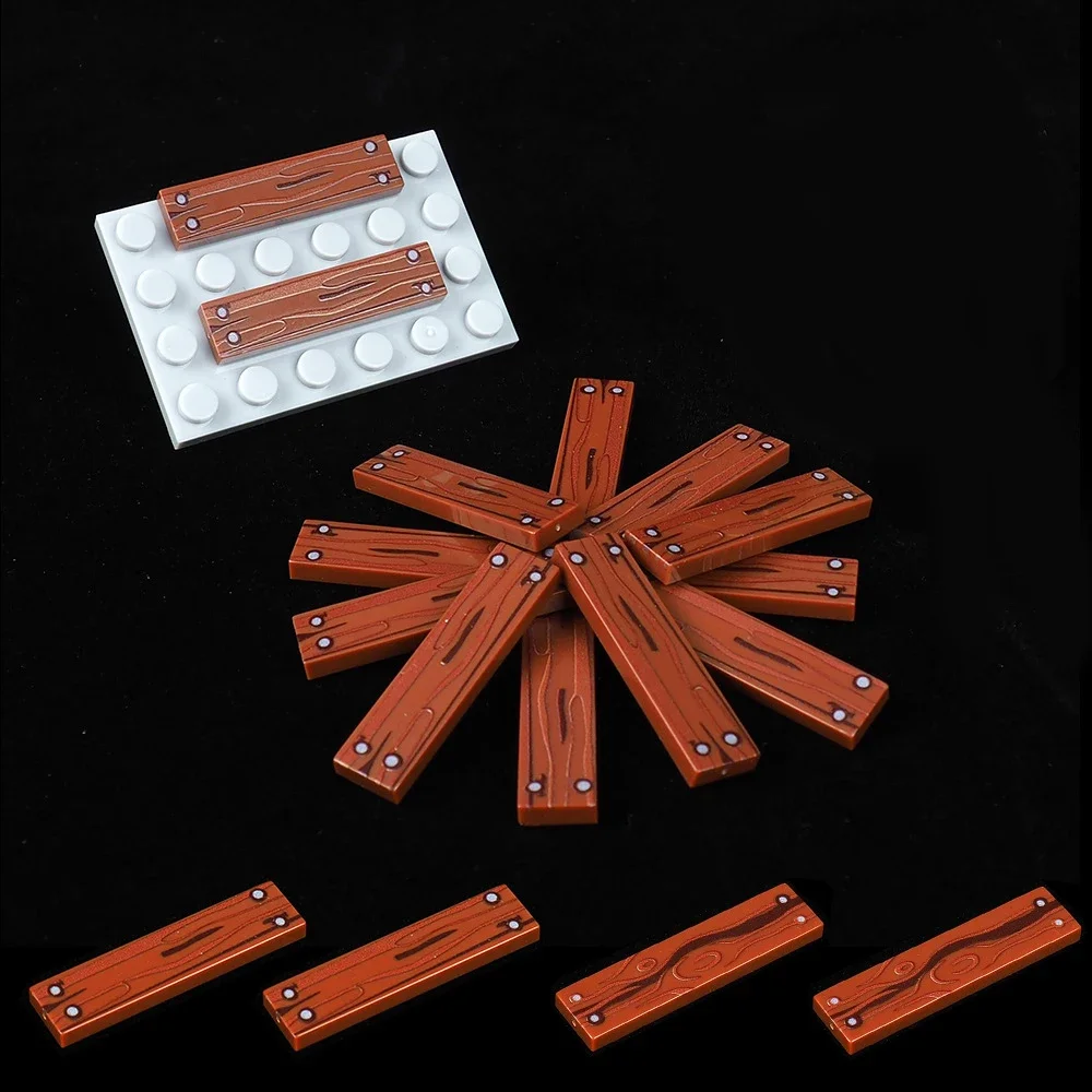 MOC 10PCS Part Brick 2431 Pola Lantai Bertekstur Kayu Blok Bangunan Aksesoris Kompatibel untuk DIY Mainan Hadiah Anak