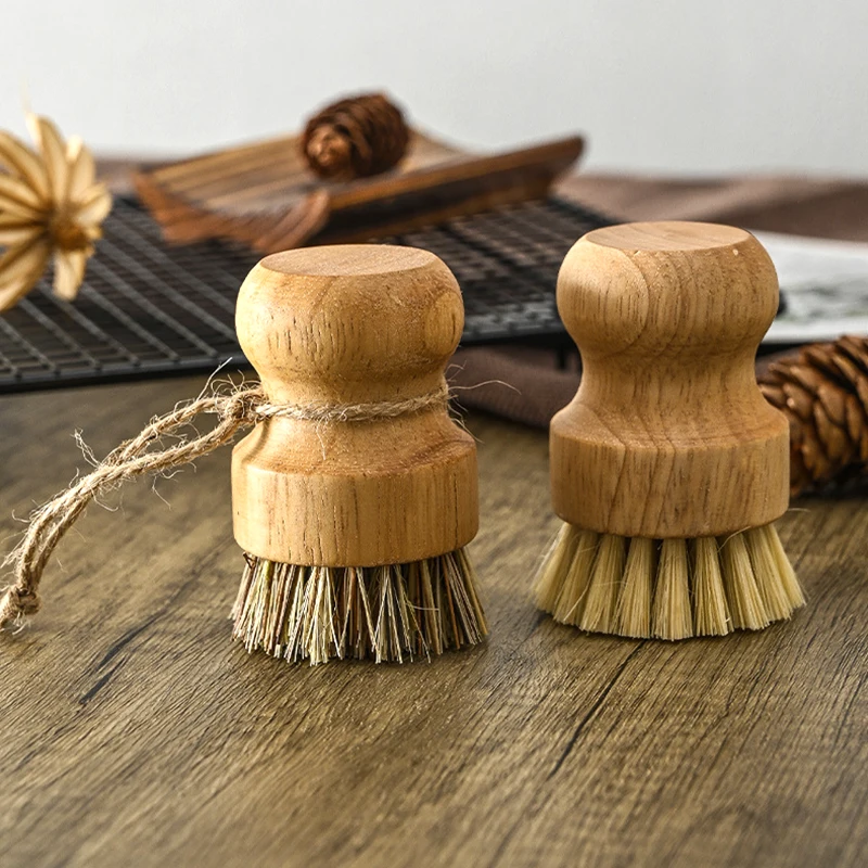 

New 1pc Kitchen Dish Brush Wooden Handle And Sisal Coconut Multifunctional Cleaning Tools Kitchen Pot Scrubbing Brush