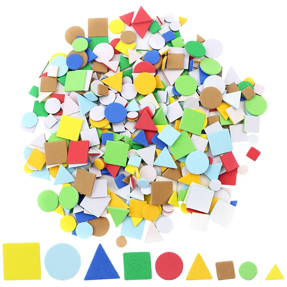 2 Bags Adorable Preschool Geometric Pattern Foam Stickers Self-Adhesive Craft Supplies for Scrapbooking Card Making Cognitive