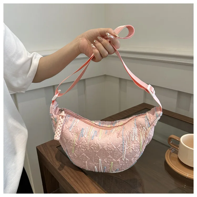 Minimalistische Umhängetasche im japanischen Stil für Damen, kleine Umhängetasche für das Handy, leichte und vielseitige Dumpling-Tasche für Mädchen – Detail 23