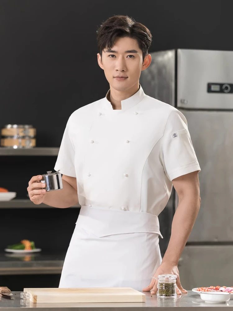 Summer Short Sleeve Shirt Cook Clothing Chaquetilla Cocinero Chef Jacket Men Hotel Restaurant  Bakery Food Service Coat Women