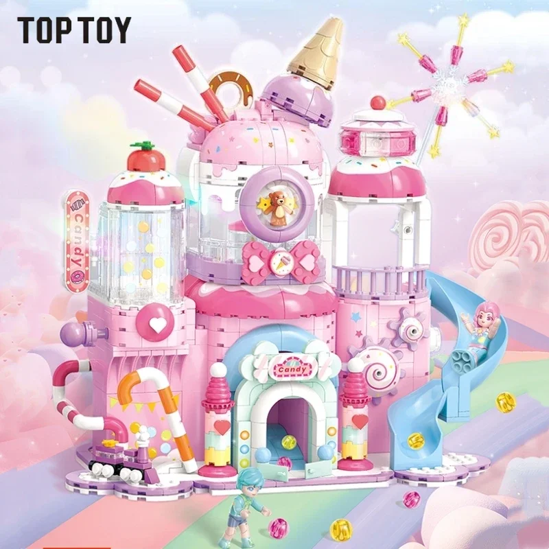 

TOPTOY Building Blocks Candy Dream Factory Castle Street View Intellectual Fun City Theme Toy Model Ornaments Children's Gift