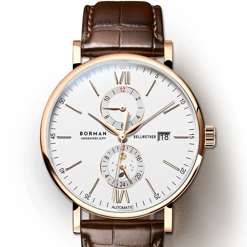 

2025 BORMAN 41mm Luxury Brand Seagull Automatic Mechanical Men's Watches Sapphire Waterproof Multi-function Dial Clocks BM3903