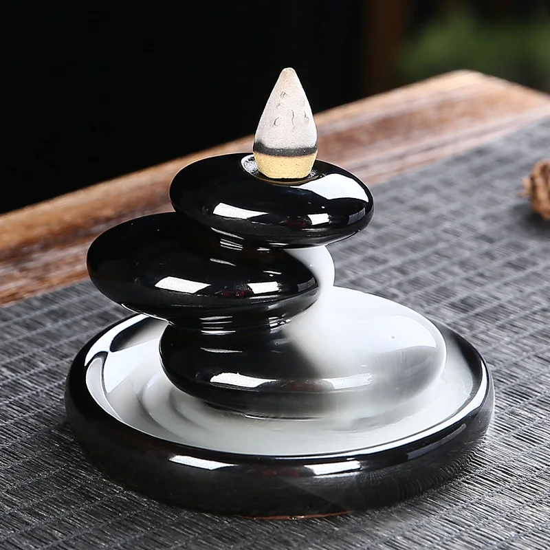 Backflow incense burner stone rockery, antique ceramic incense burner incense ware, new home indoor return incense burner view 4