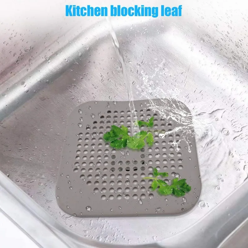 Drain Cover Shower Drain Hair Catcher Flat Silicone Plug Bathroom Kitchen Square Filter Shower Drain Protection Sink Strainer