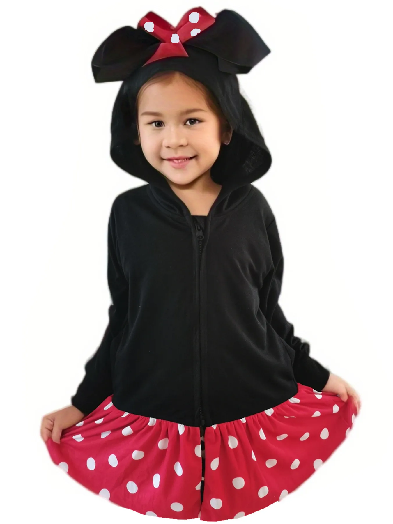 3-14Y Girls and Boys Hoodie With Pockets Sisters Brothers Outfit Spring Mouse Ear Zip Front Top Kid Birthday For Magical Trip