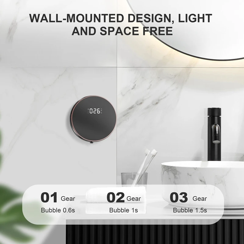 300Ml Foam Soap Dispensers Pressless Automatic Sensor Foam Soap Liquid Dispenser Wall Mount Digital Display Soaper Promotion