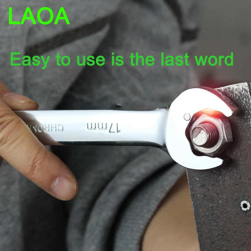LAOA-llave de trinquete abierta de doble propósito, combinación de llave de tubo de trinquete, llave universal, herramienta manual de reparación de automóviles y bicicletas, 8-27mm