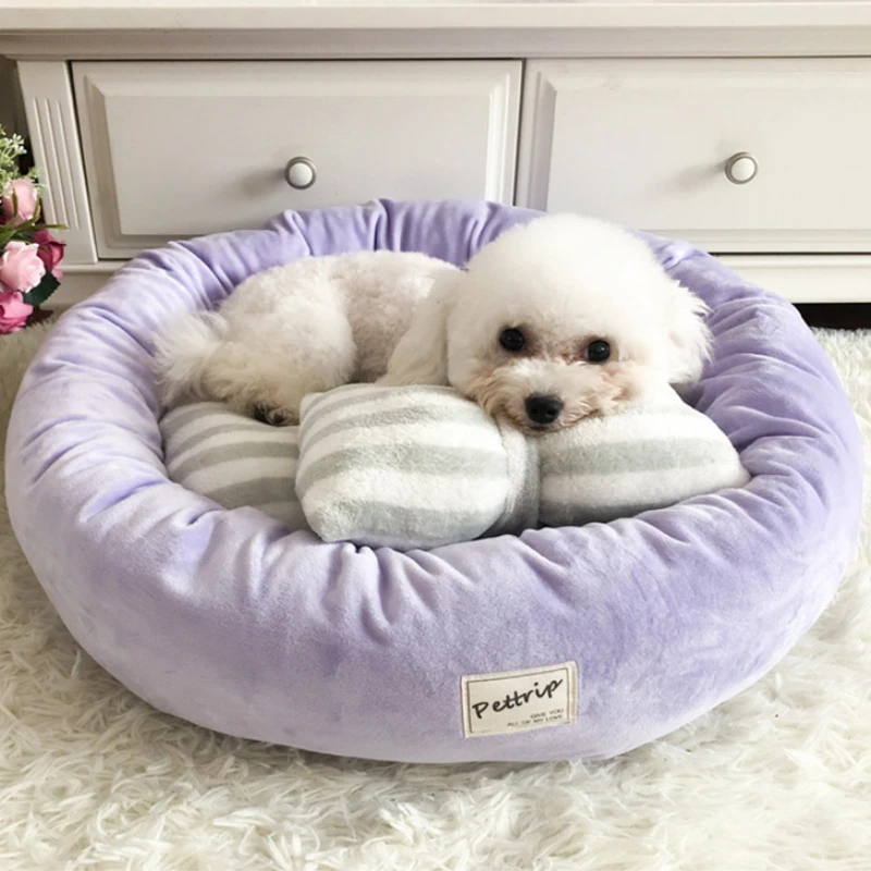 Cat Dog Bed House Basket with Bowknot Pillow Sleeping Bag Pet Bed Puppy Cushion Mat Cat Supplies Camas Para Perro Hundebett