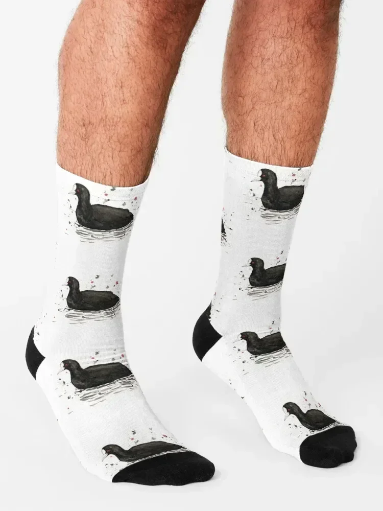 An ink drawing of a common coot. Socks anti slip football cotton ankle sport Designer Man Socks Women's