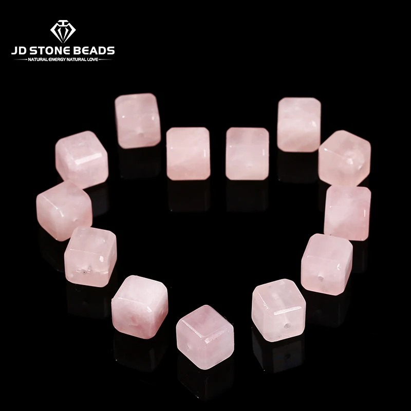 5 Pcs/lot Natural Stone Pink Quartz Faceted Square Bead With Holes For Jewelry Making Diy Necklace Bracelet Pendant Accessory