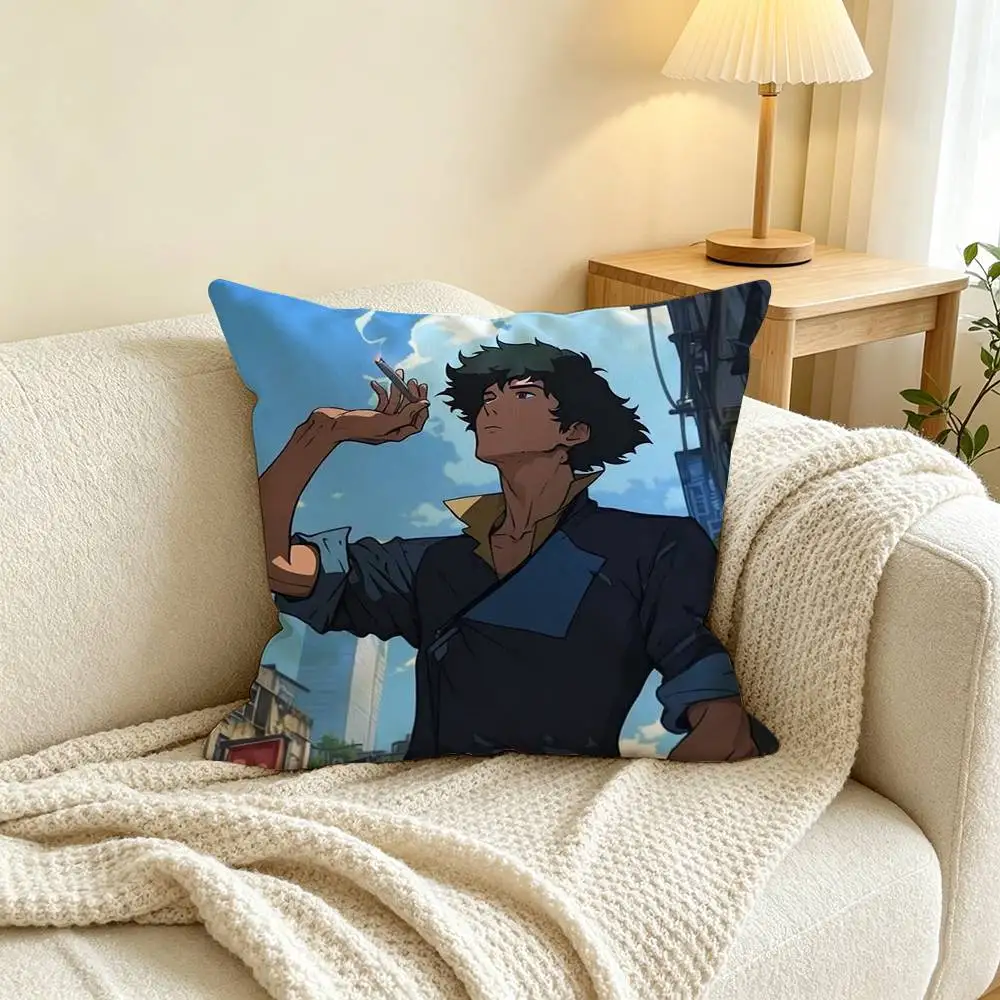 C-Cowboy B-Bebop Spike Spiegel Pillow Case Square Double-Sided Sofa Cushion Cover Bedroom Bedside Pillow