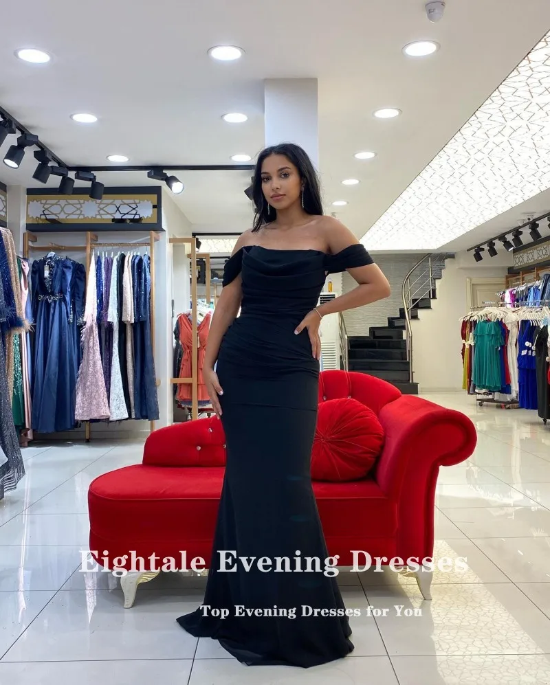 Eightale Arabic Evening Dresses for Wedding Party Off the Shoulder Pleats Customized Chiffon Mermaid Formal Celebrity Prom Gowns