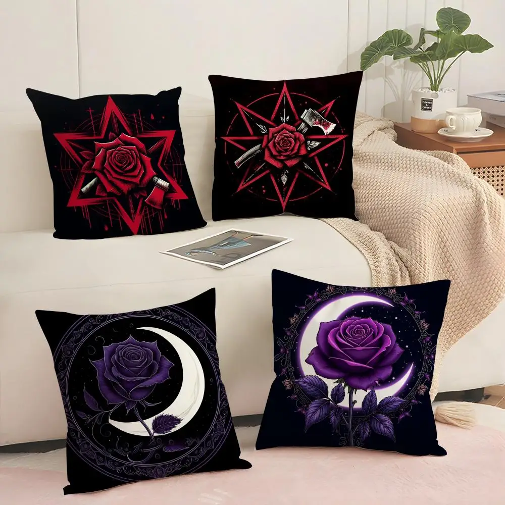 Dead Rose Cushion Cover Soft Short Plush Pillow Cover Smooth Cozy Texture Aesthetic Cushion Case Home Decor