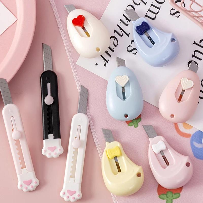 Kawaii nóż introligatorski mały uroczy kreskówki papieru nóż Box Opener Cutter Student przenośny ręcznie nóż do rękodzieła piśmienne