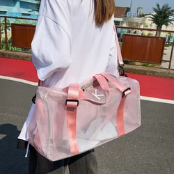 Borsa a tracolla a spalla singola trasparente in gelatina di grande capacità borsa da nuoto e Fitness portatile impermeabile in PVC per donna