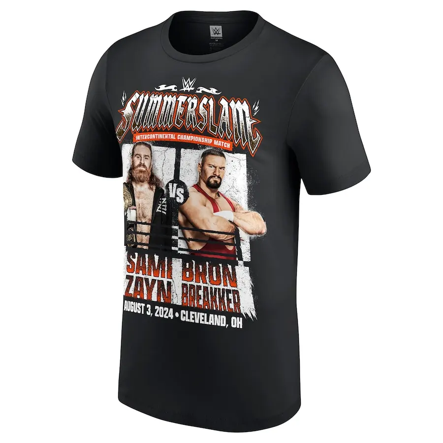 Men's Black SummerSlam 2024 Sami Zayn vs. Bron Breakker Match T-Shirt