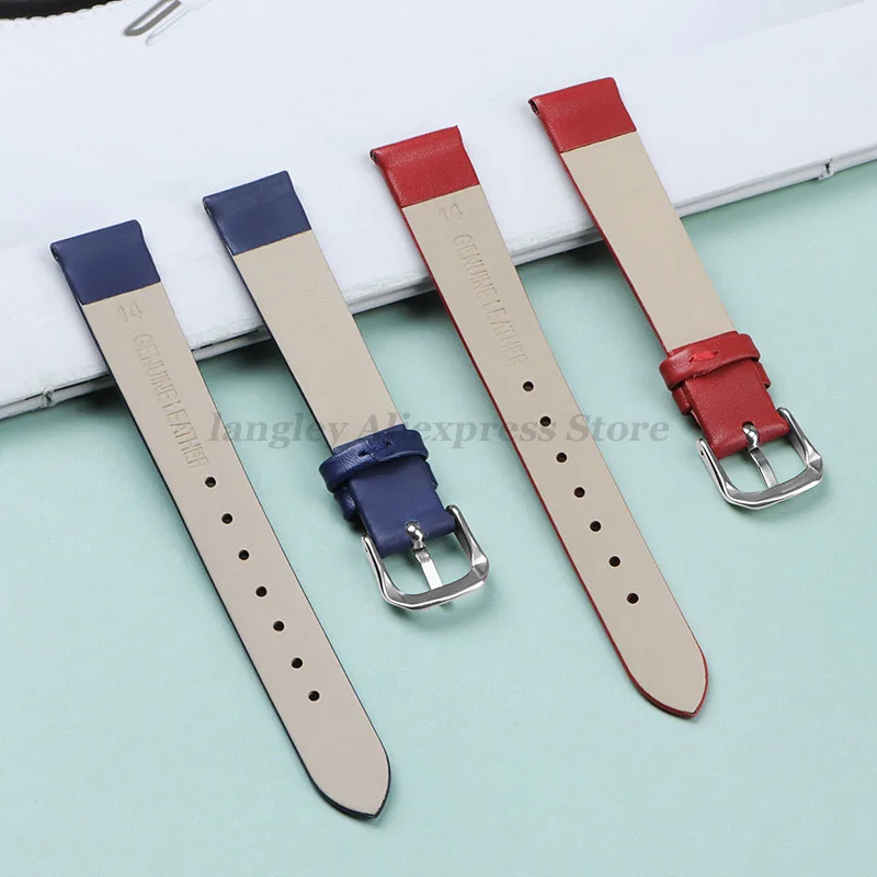 Genuine Leather Watch Bracelet Womens Fashion Watchband Band 6mm 8mm 10mm 12mm 13mm 14mm 15mm 16mm 17mm Small Universal Straps