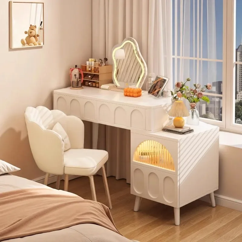 

Cream wind dresser bedroom simple modern mirror small apartment main bedside table integrated makeup table