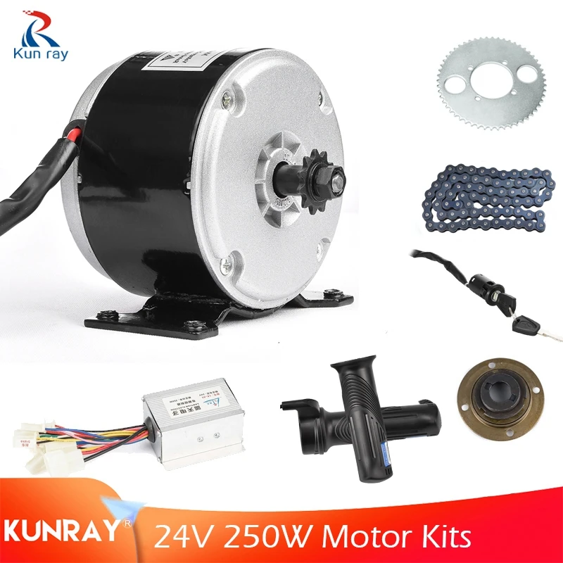 Brushed Motor Set for Electric Bike Emoto Skatebord Bicycle Kit 24V DC 250W Electric Scooter Motor Conversion Kit MY1016