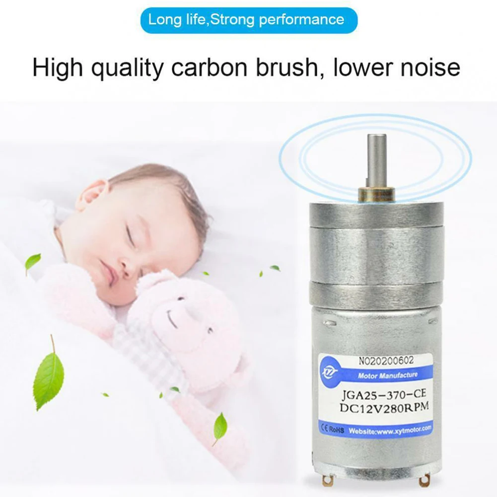 JGA25370 12V High Torque Geared Motor Electric DC Motor for Automation Applications Clockwise and Counterclockwise Control