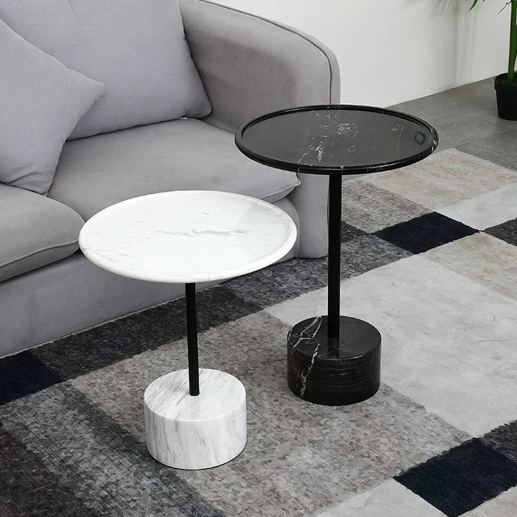 Nordic Modern Metal Iron Living Room Simple and Creative Natural Marble Wholesale Round Customizable Side Table