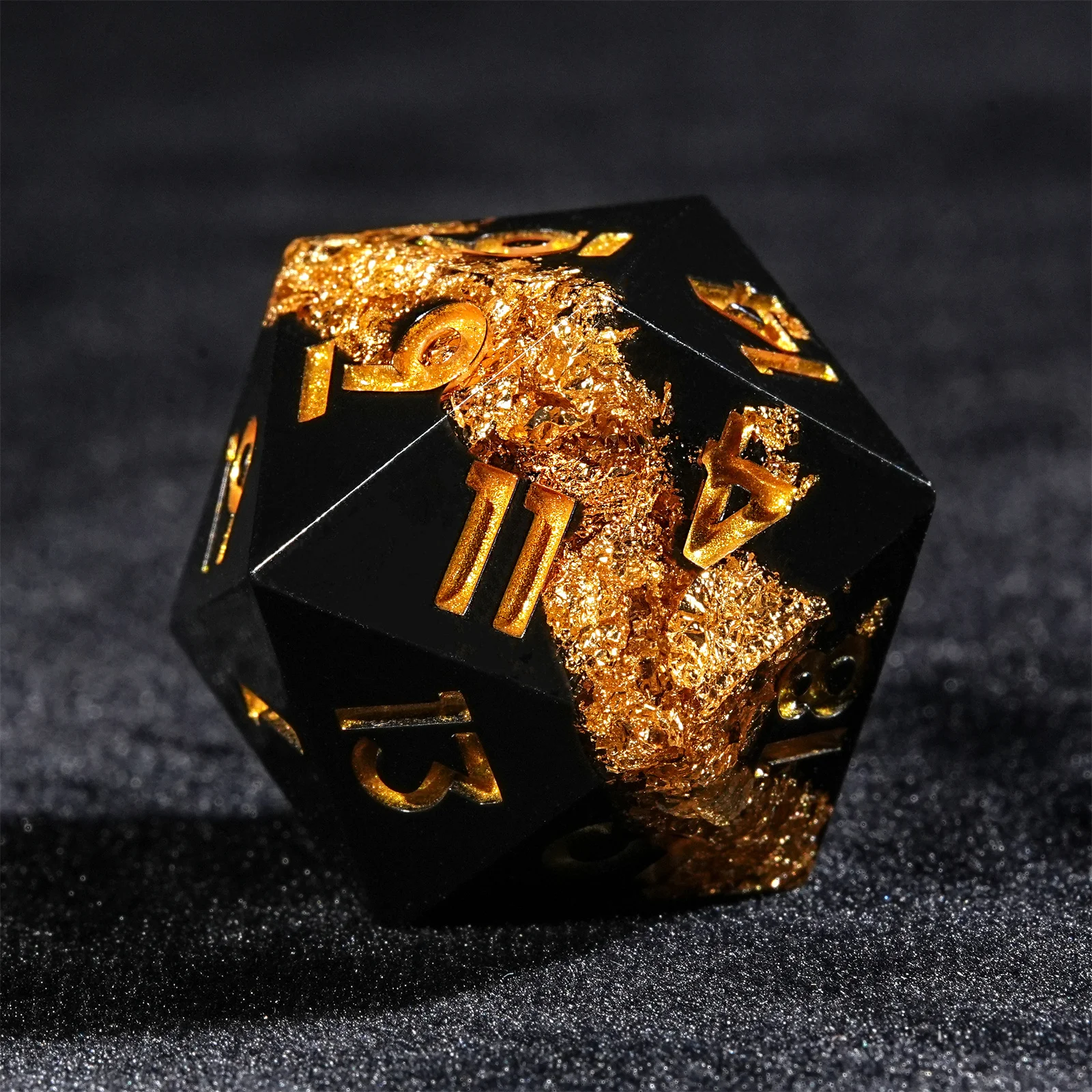 7szt DND Dice Resin Black Golden Dice Gold Word TRPG D&D Gry planszowe Dungeons Dragons TRPG Polyhedral Digital Dice Table Game