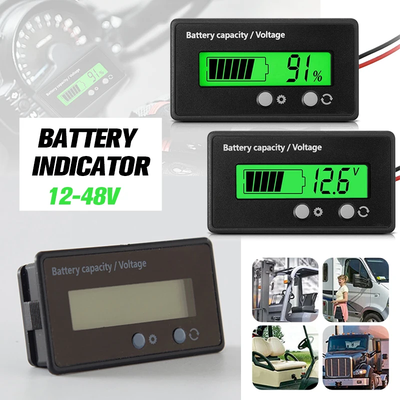 

Multifunction 12V 24V 36V 48V Battery Status Voltage Voltmeter Monitor Tester with Display Panel Meter Voltage Monitor