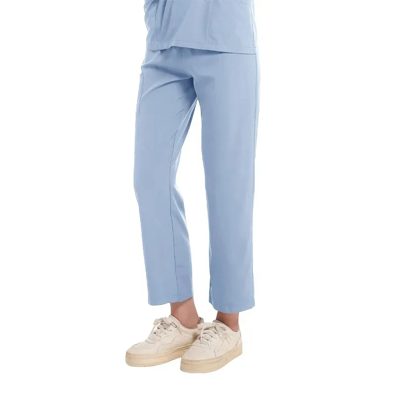 Solid Color Work Pants High Quality Women's Elastic Waist Doctor White Scrub Pants Spring Autumn Nurse Dental Care Uniform Pant