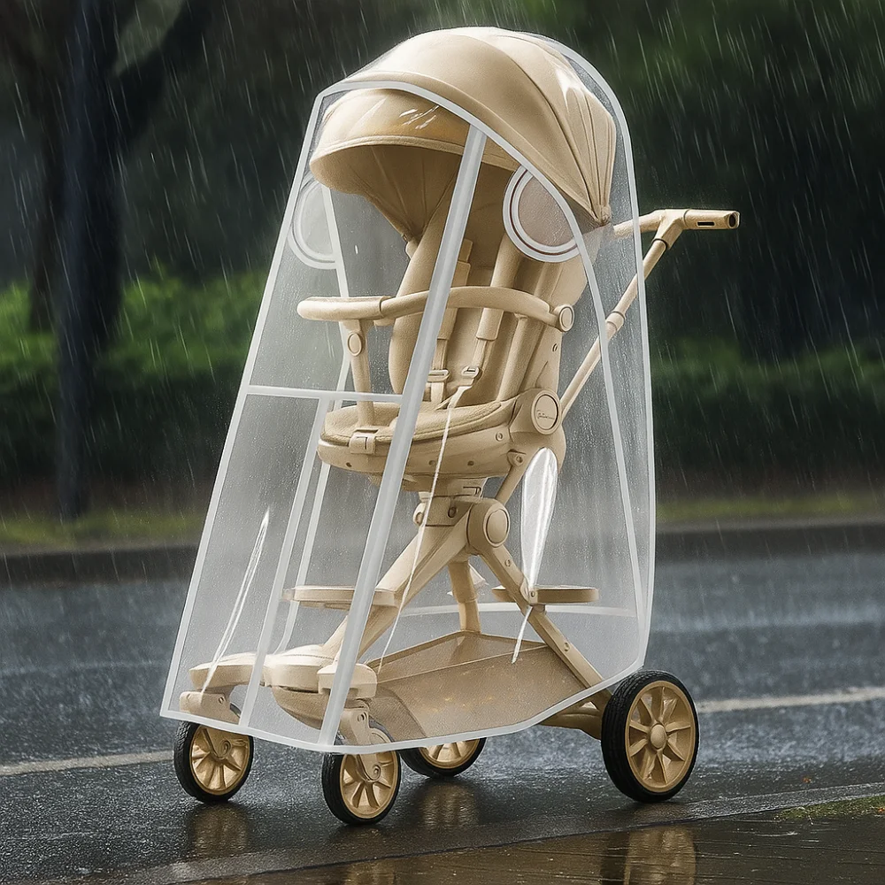 

Transparent Baby Strollers Rainproof Cover Windproof Waterproof Baby Pram Rain Cover Nobstructed View Travel Pushchair Raincoat