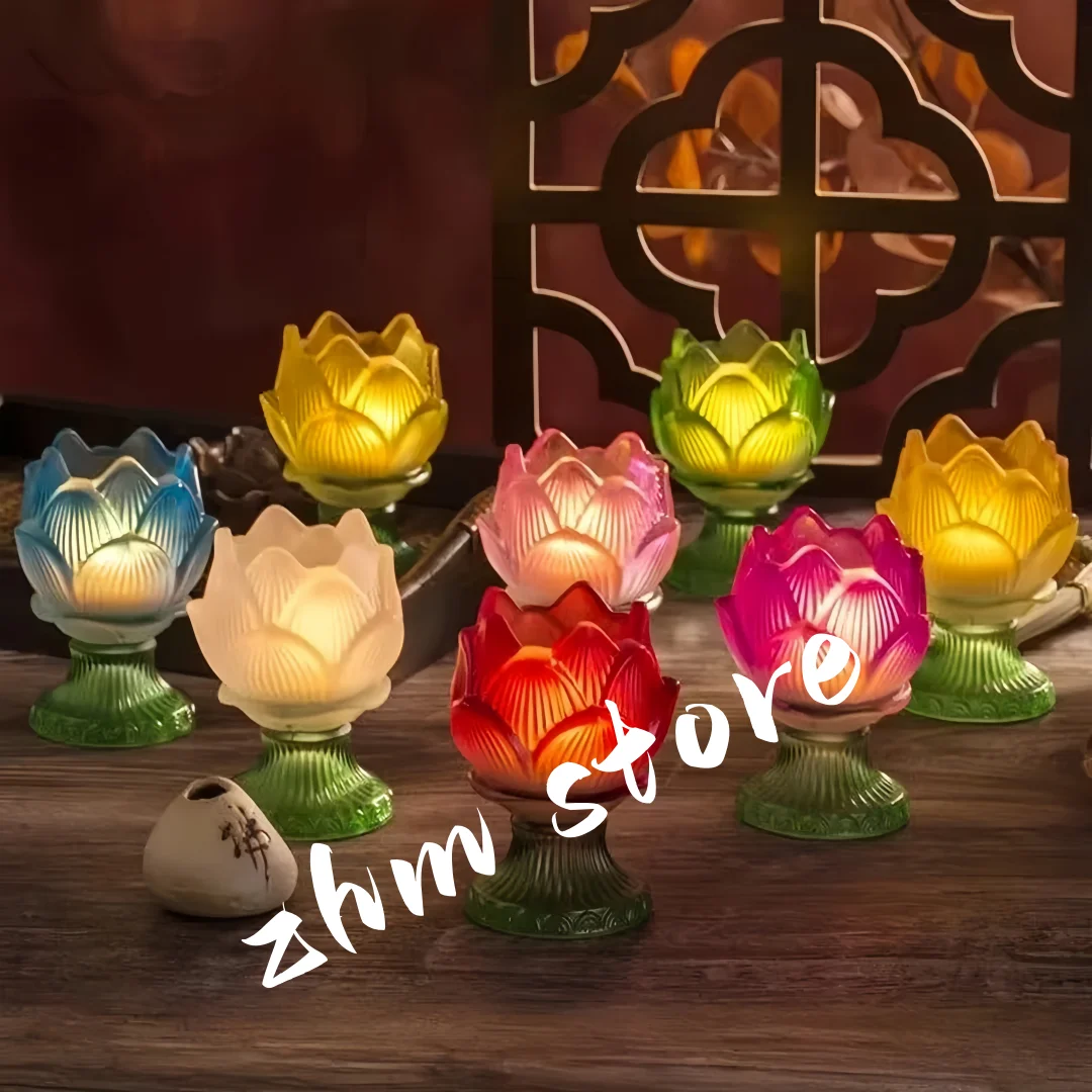 Buddhist Candle Butter Lamp Holder,Tall Feet Flower Shape Resin Candlestick ,Ghee Candle Cup,Buddhist Items Altars Decorations