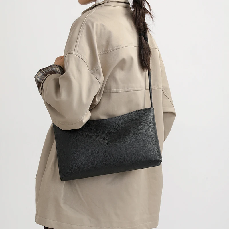

This Year New Cowide Leather Lazy Style RetroShoulder Underarm Bag Minimalist Tote Bag Large Capacity Commuting Bag сумка