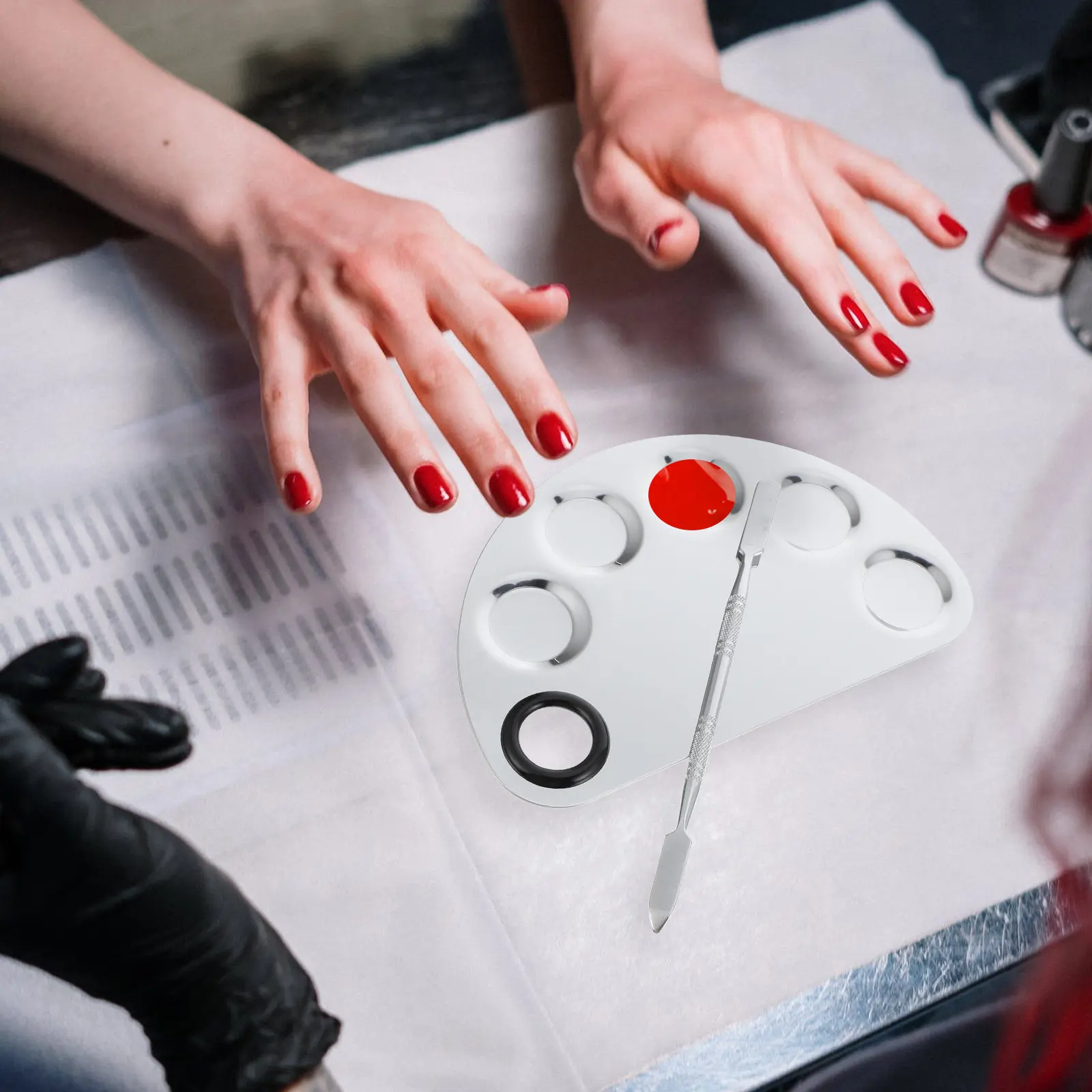 2Sets Stainless Steel Makeup Palettes Nail Art Mixing Plates Professional Tool for Salon Artist School Daily Beauty Use