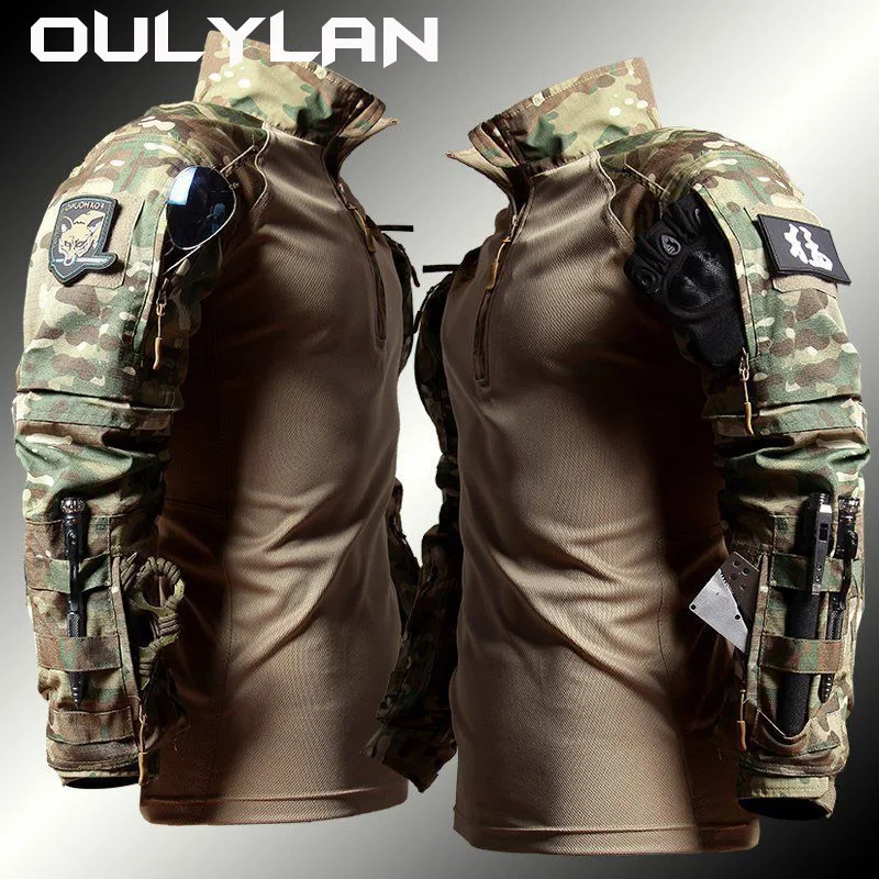 Tactical Hunting Suit Outdoors Training Durable Breathable Camo Set Waterproof Quick Drying Combat Two Piece Set