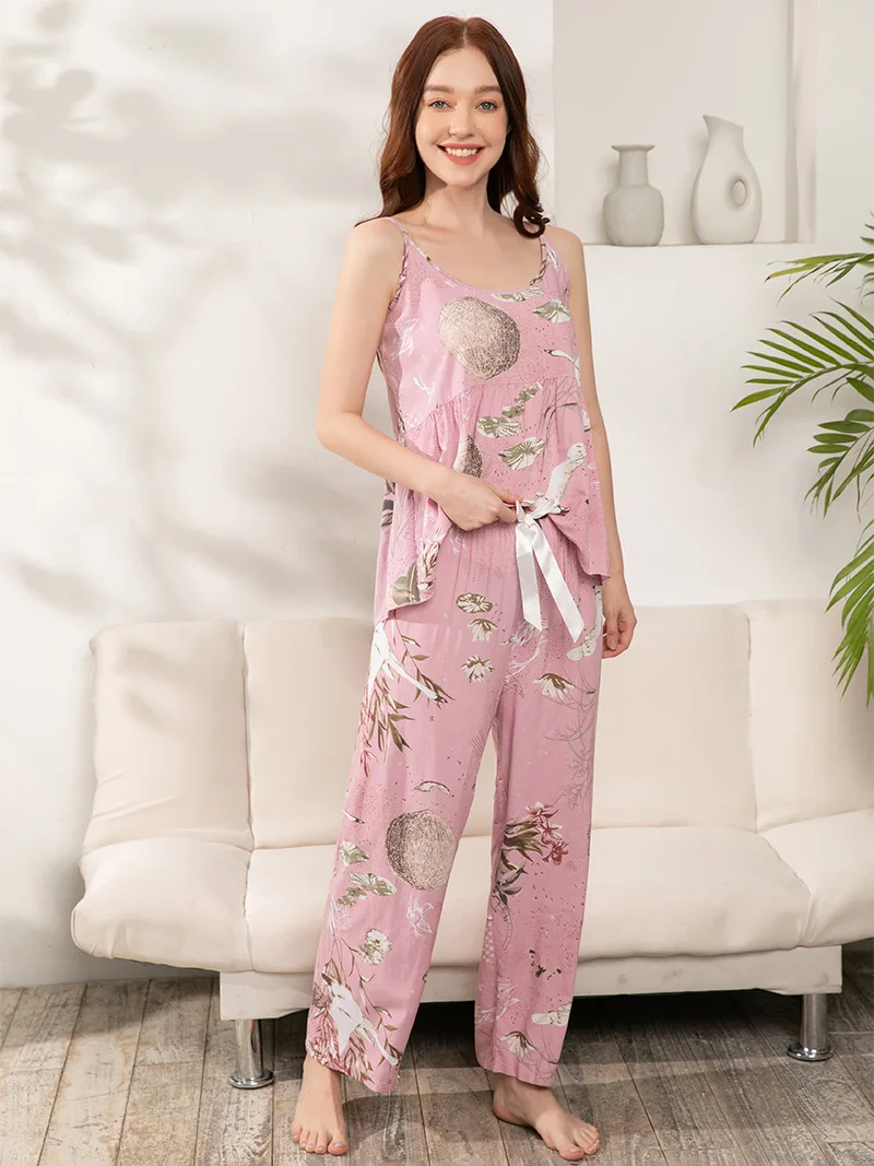 Plus Size S-6XL Women\'s Pajama Set Cotton Three-piece Loose Fit with Floral Print Loose Homewear Pajamas for Women