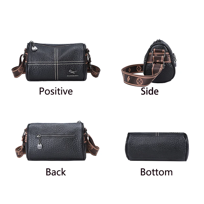 Simple and solid color genuine top layer cowhide crossbody bag famous designer popular new single shoulder round bucket bags